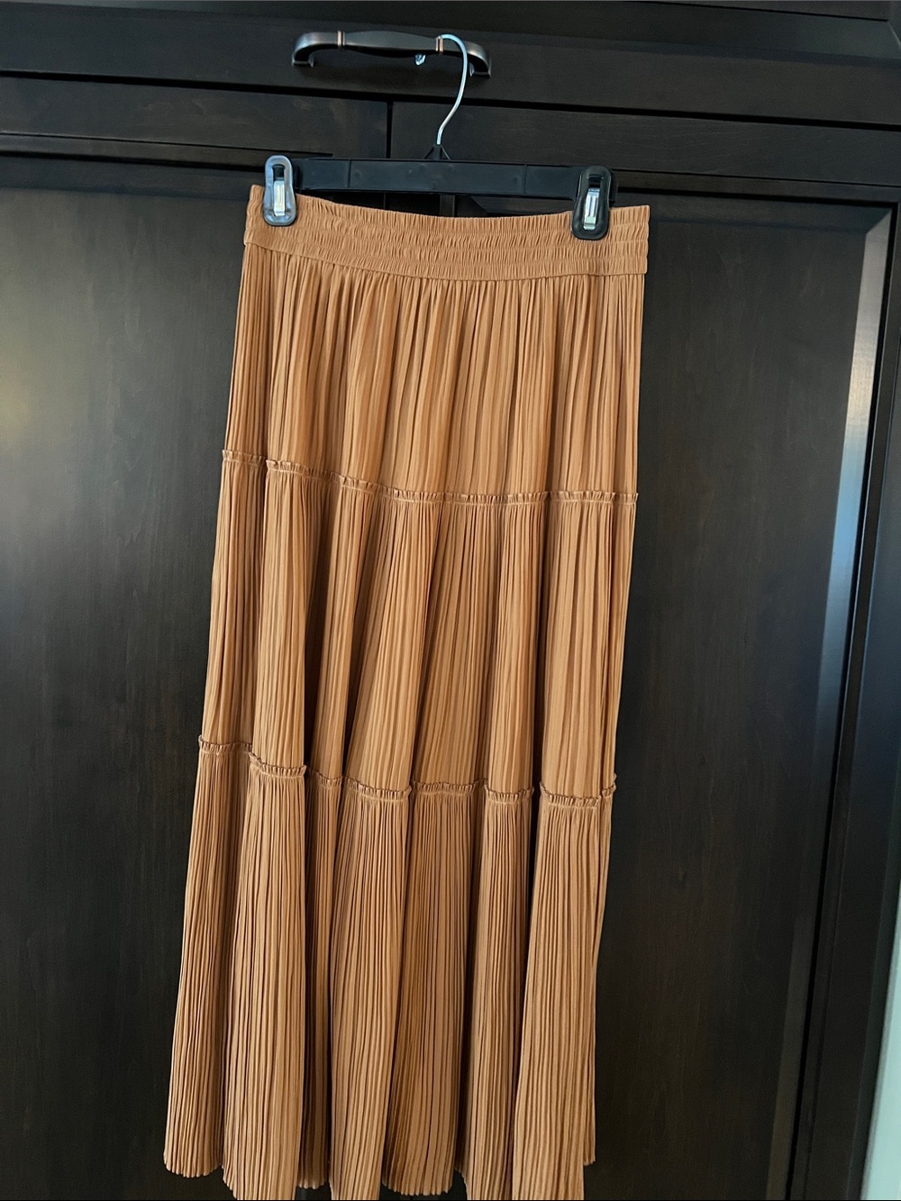 Pleated Tiered Maxi Skirt - Camel